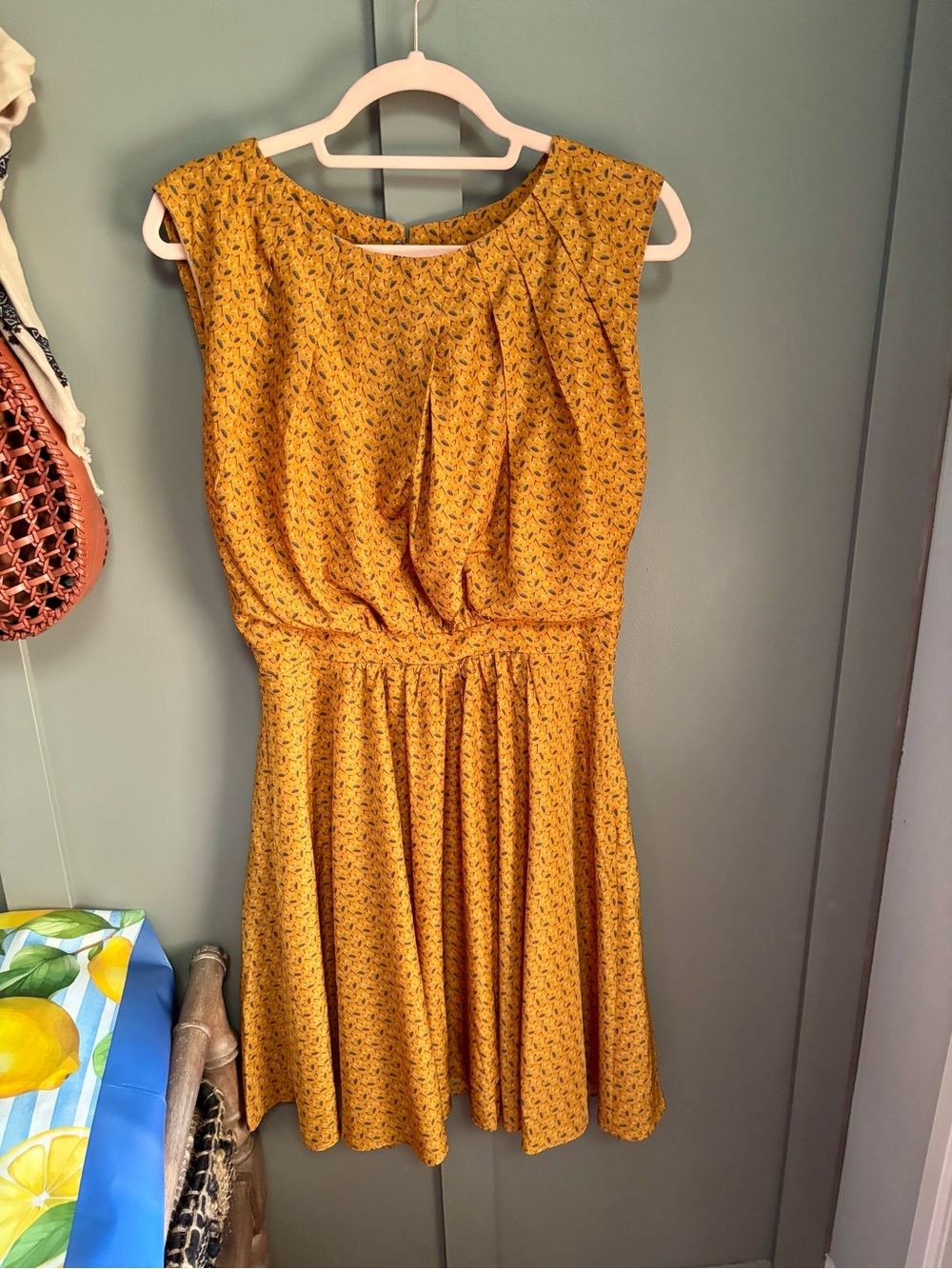 Mustard Yellow Sleeveless Fit-and-Flare Dress